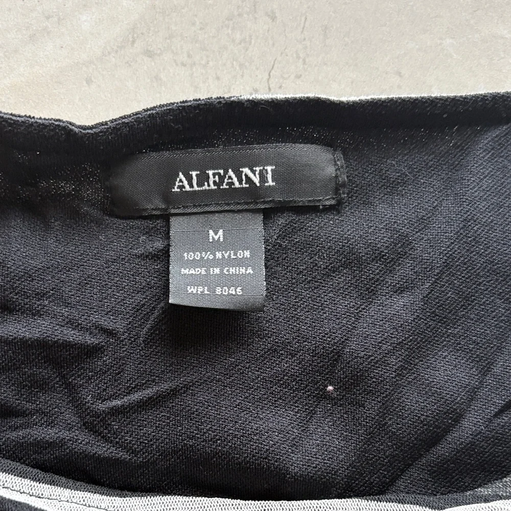 Alfani Black and White Striped Long Sleeve Top - Picture 3 of 3